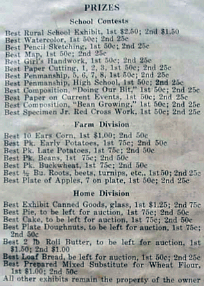 Arcadia Days 1918 Program Page 3 Prizes