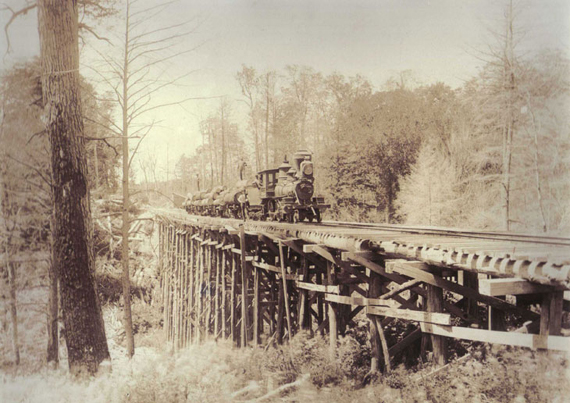 Logging Train on a Trestle